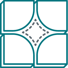 ícone de 4 ladrilhos arredondados com incrustação de estrela arredondada de 4 pontas